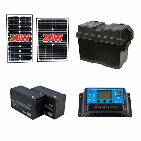 TEPEE SUPPLIES Solar Kit for Gate Opener -50W 24V Solar Panels Batteries Charge Controller TE3310787